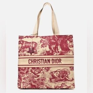 Dior Burgundy and Beige Tote Bag